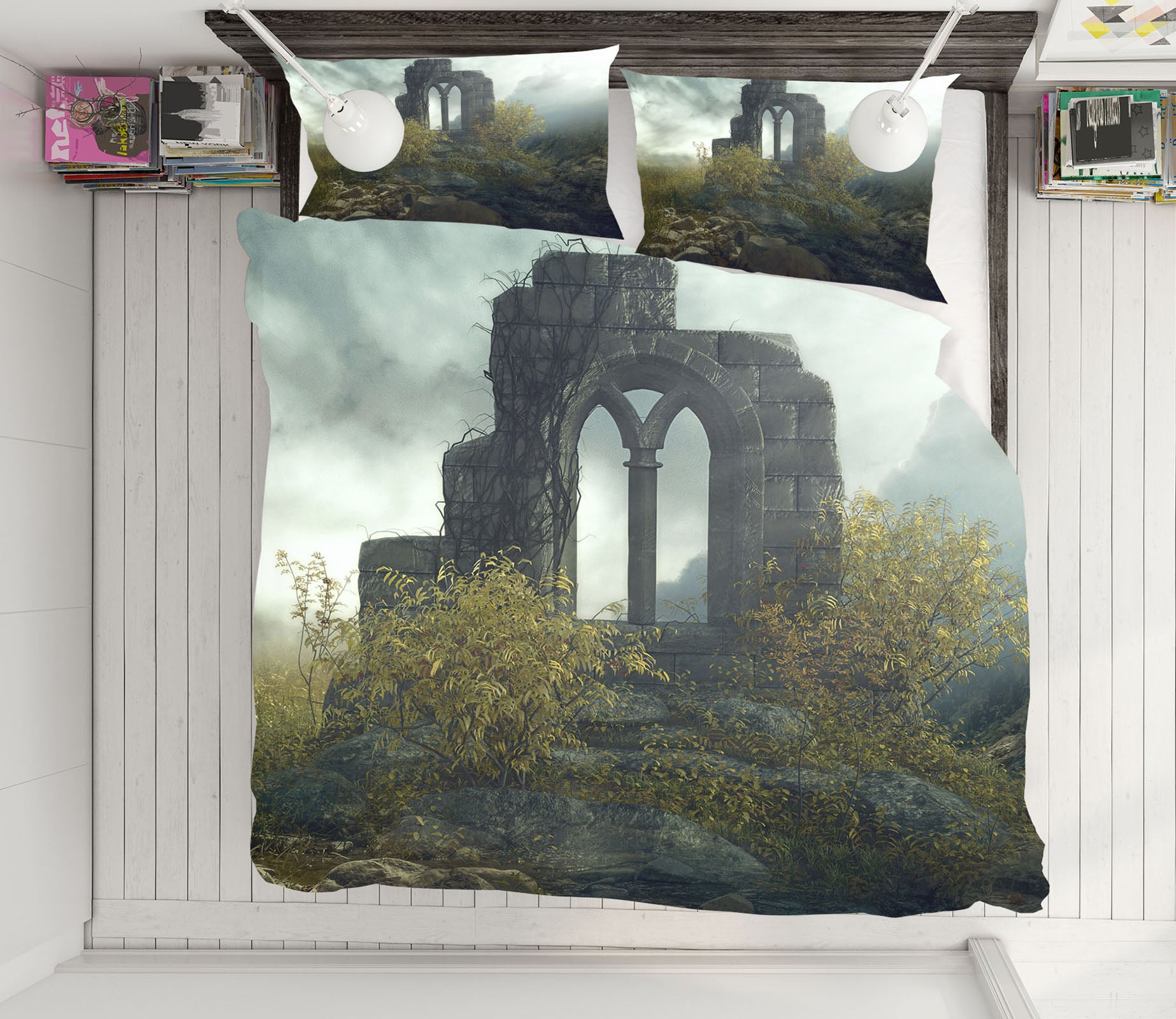3D Stone Building 19142 Bed Pillowcases Quilt