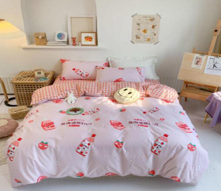 3D Strawberry Drink 16094 Bed Pillowcases Quilt