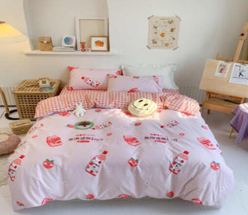 3D Strawberry Drink 16094 Bed Pillowcases Quilt
