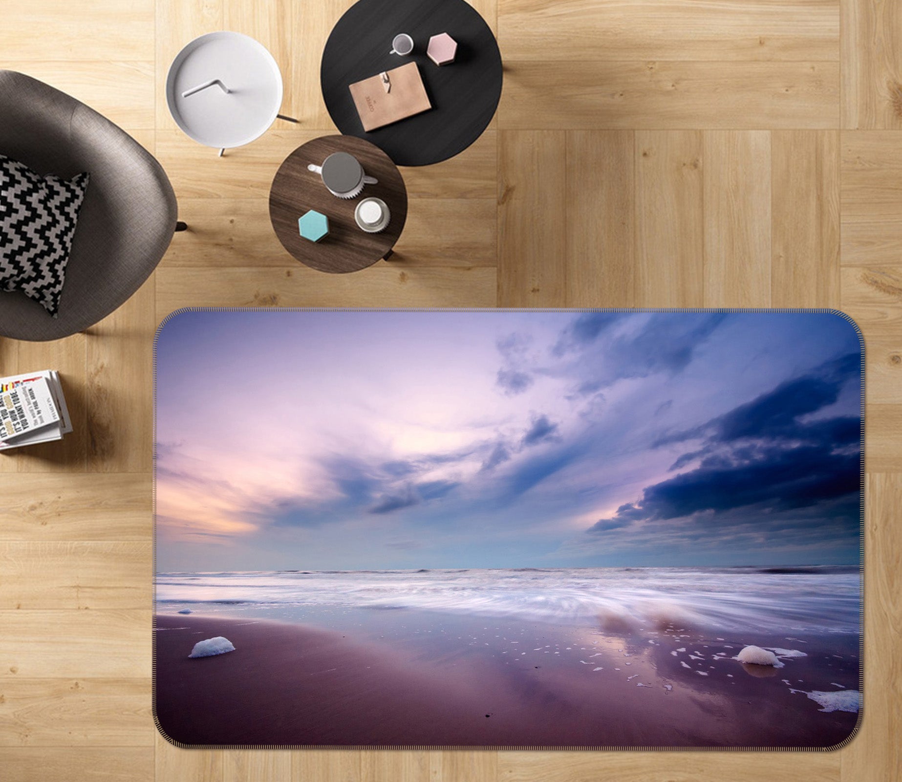 3D Seaside Cloud 31199 Non Slip Rug Mat