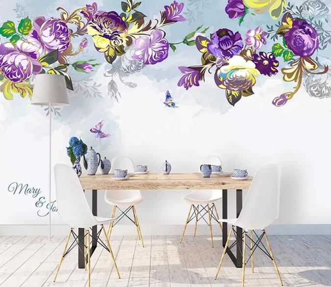 3D Purple Flowers 462 Wall Murals Wallpaper AJ Wallpaper 2 