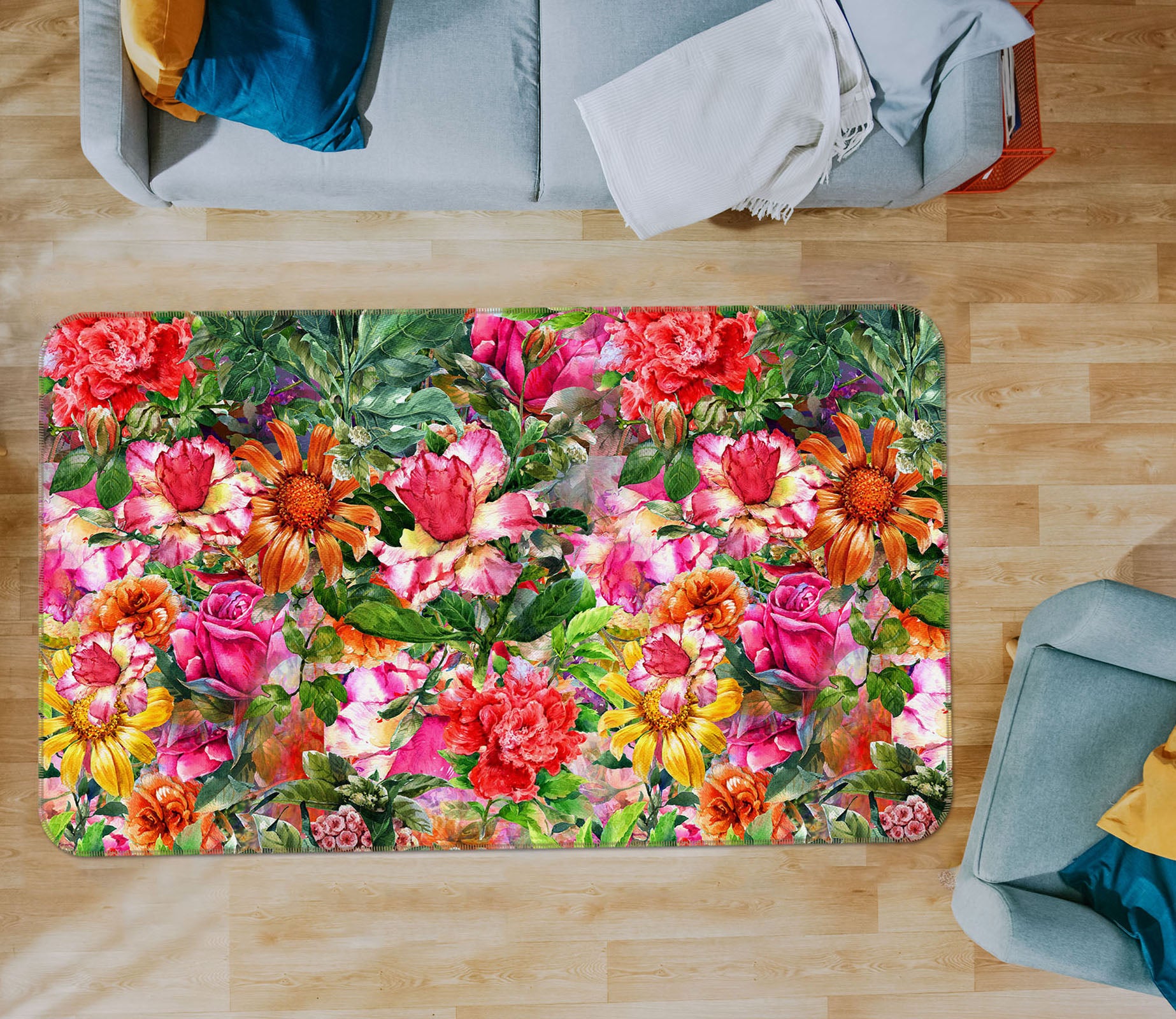 3D Flower Bush 31032 Non Slip Rug Mat