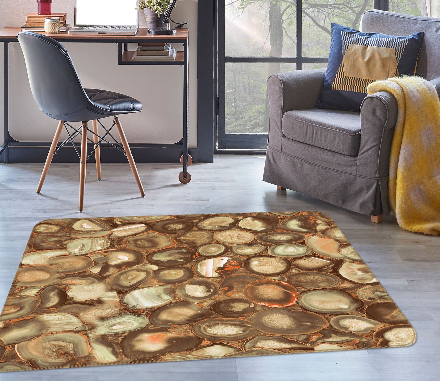 3D Cobblestone Pattern 27113 Non Slip Rug Mat