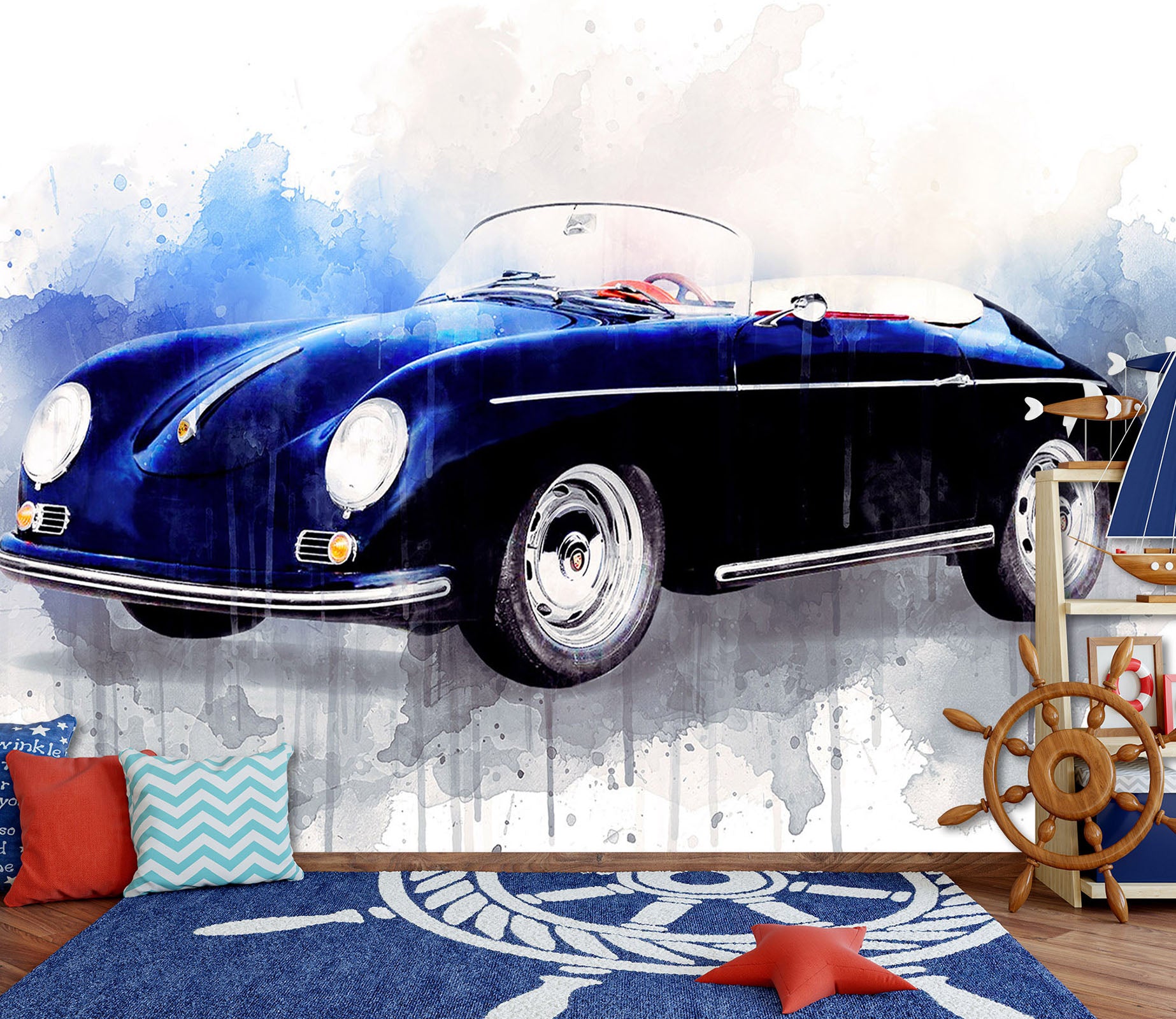 3D Watercolor Car 206 Vehicle Wall Murals