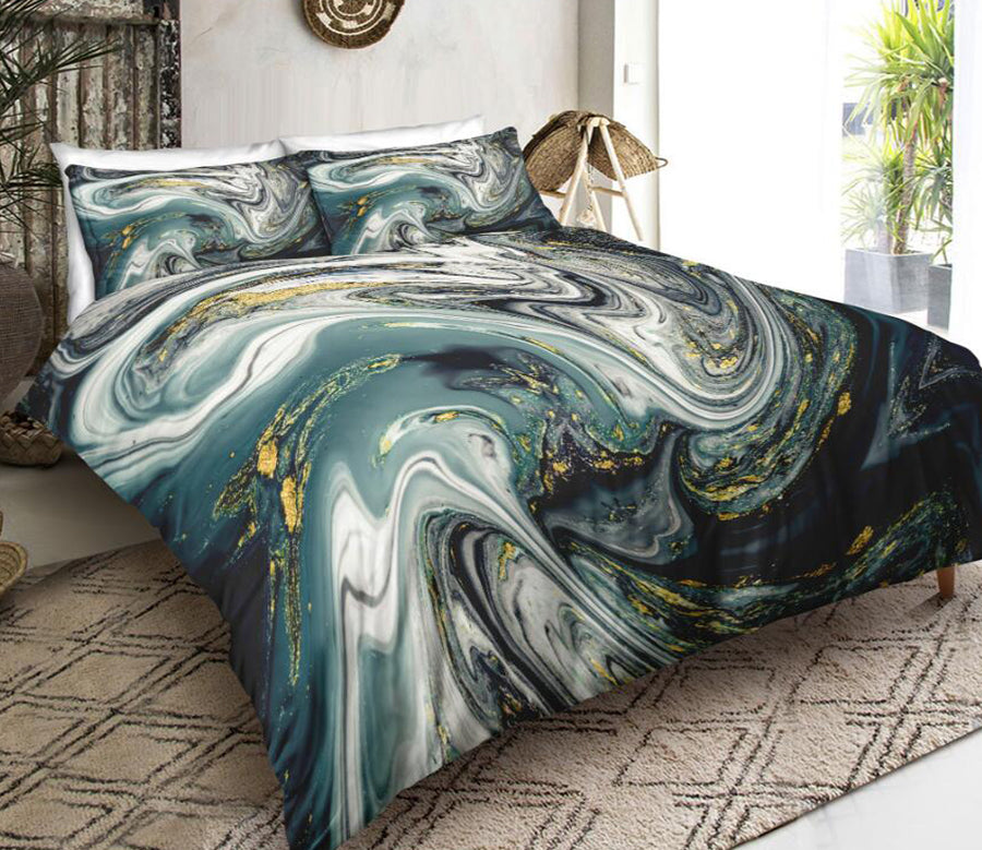 3D Dark Green Marble Pattern 6106 Bed Pillowcases Quilt