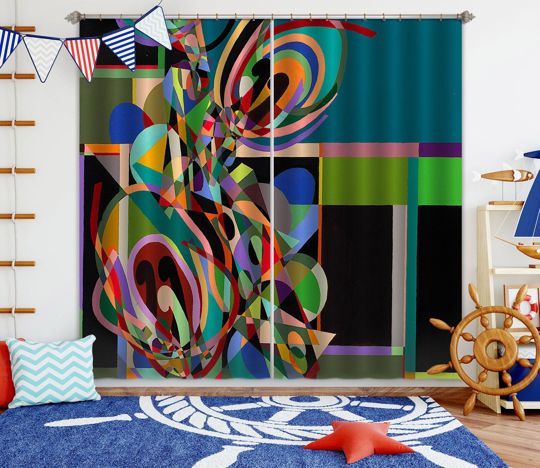 3D Color Origami 222 Allan P. Friedlander Curtain Curtains Drapes Curtains AJ Creativity Home 