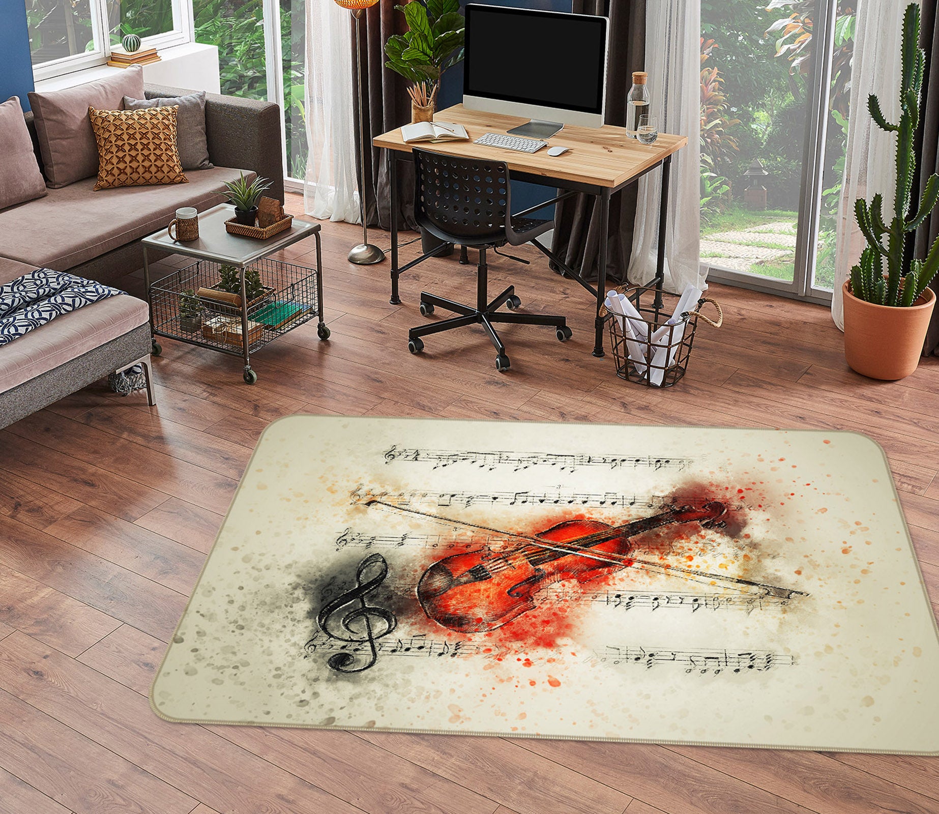 3D Violin 36204 Non Slip Rug Mat