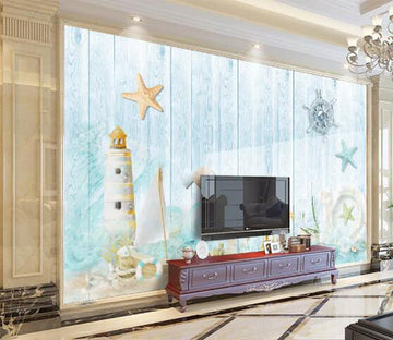 3D Starfish Lighthouse WC229 Wall Murals