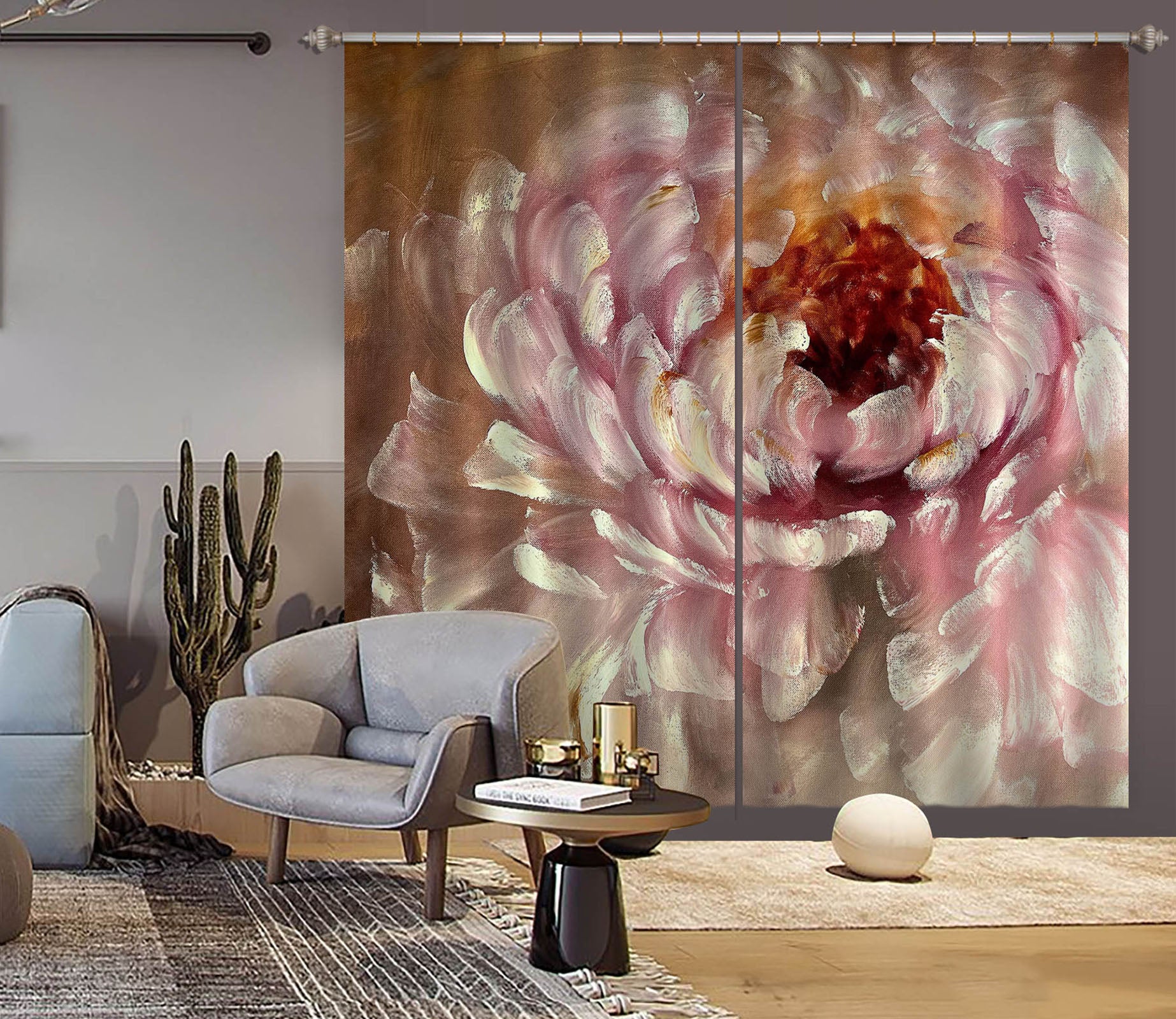 3D Pink Flower 3025 Skromova Marina Curtain Curtains Drapes