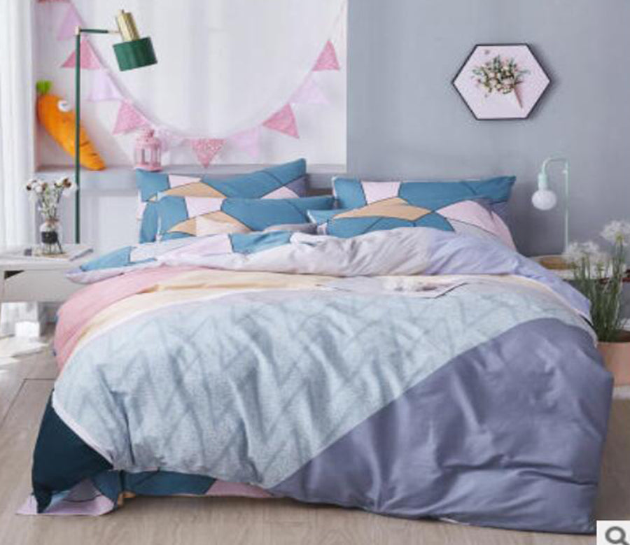 3D Blue Stitching 50090 Bed Pillowcases Quilt