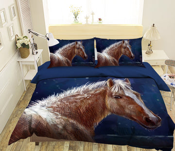 3D Brown Horse 027 Bed Pillowcases Quilt