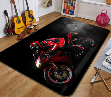 3D Red Motorcycle 67186 Vehicle Non Slip Rug Mat