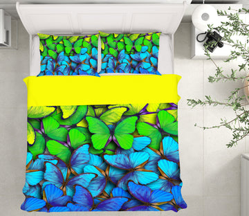 3D Green Blue Butterfly 14025 Bed Pillowcases Quilt