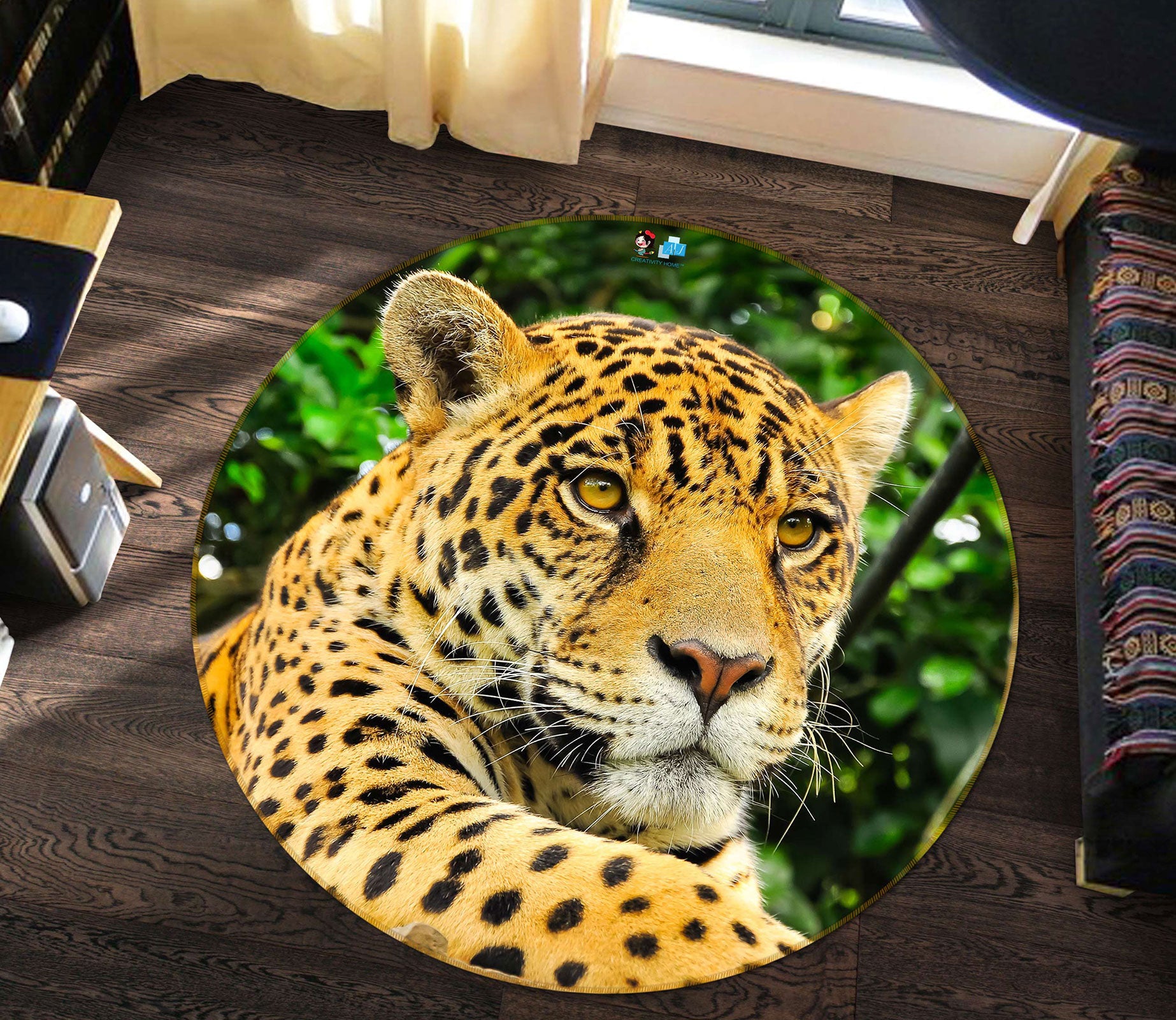 3D Leopard 81169 Round Non Slip Rug Mat