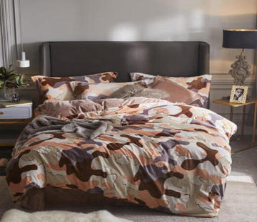 3D Brown Camouflage 20007 Bed Pillowcases Quilt
