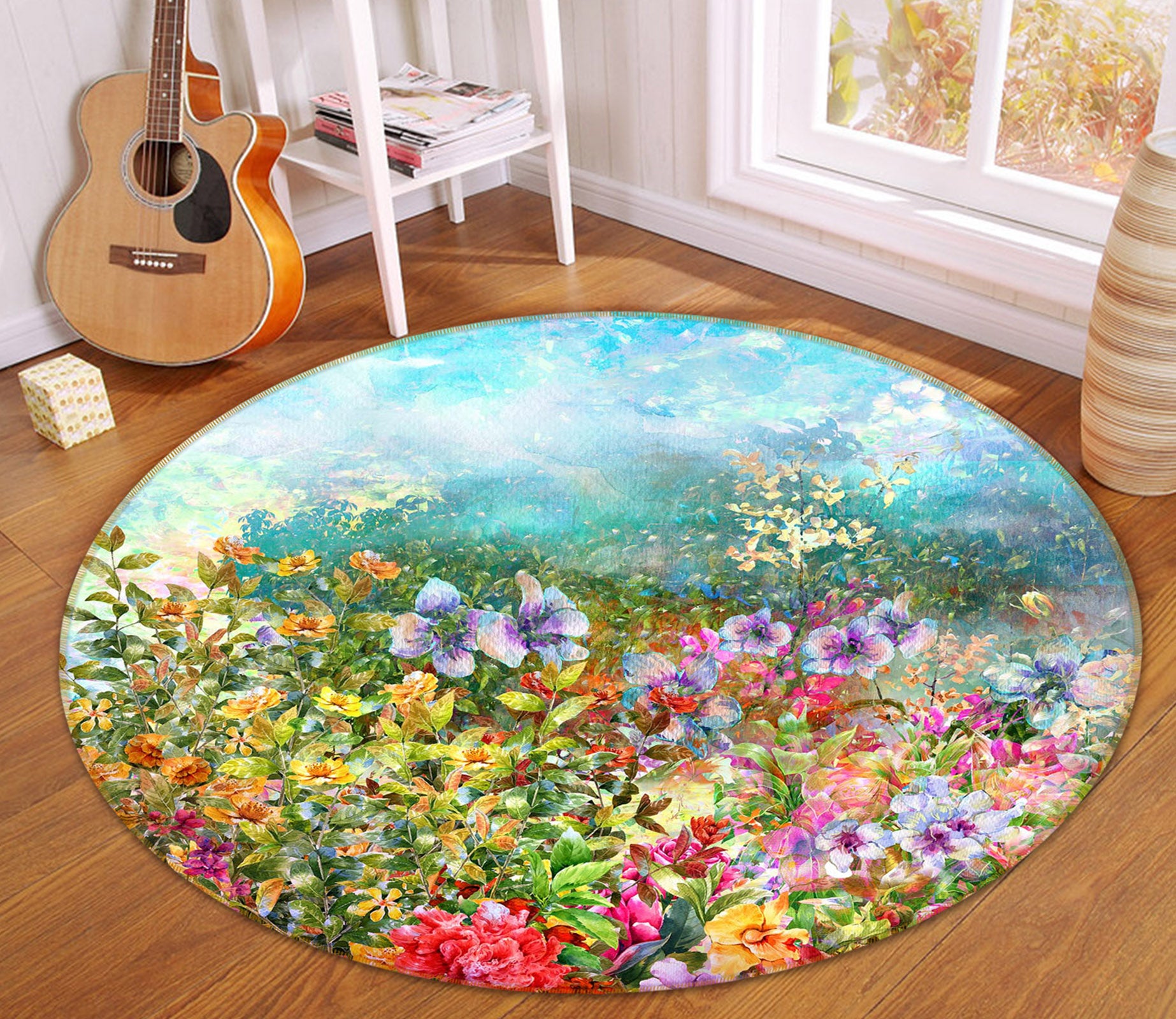 3D Flower Bush 71229 Round Non Slip Rug Mat