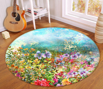 3D Flower Bush 71229 Round Non Slip Rug Mat