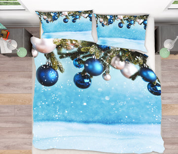 3D Blue White Ball 51130 Christmas Quilt Duvet Cover Xmas Bed Pillowcases