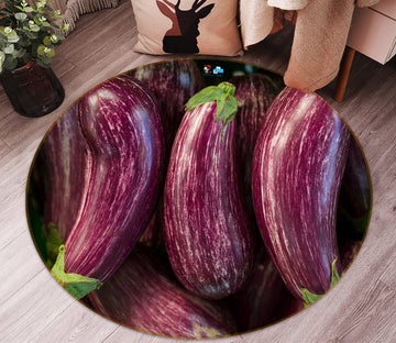 3D Vegetable Eggplant 7558 Assaf Frank Rug Round Non Slip Rug Mat