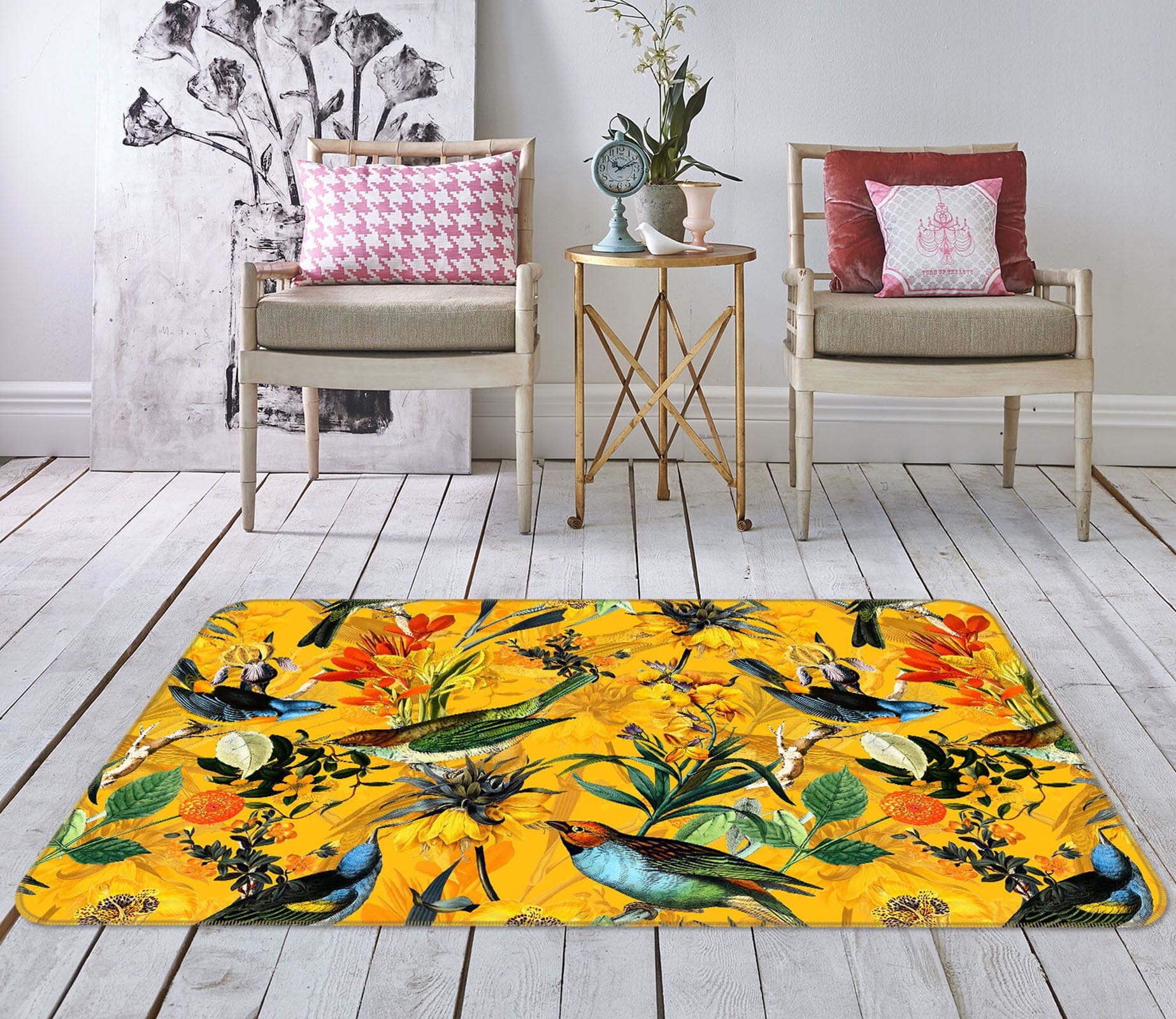 3D Yellow Flowers 113 Uta Naumann Rug Non Slip Rug Mat Mat AJ Creativity Home 