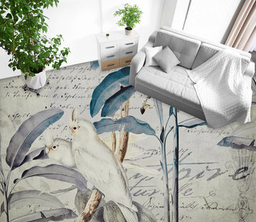 3D Leaves White Parrot 104161 Andrea Haase Floor Mural