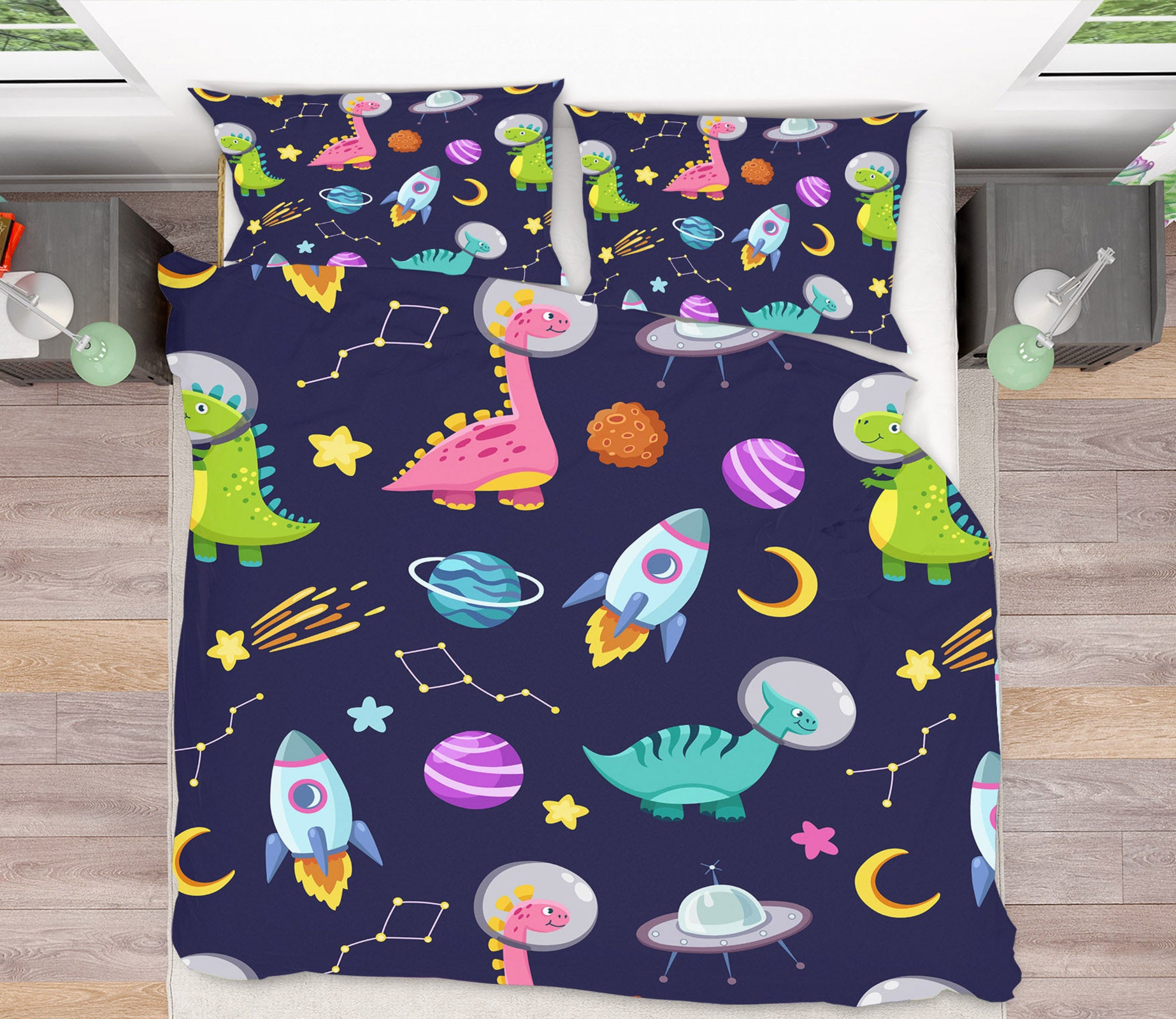 3D Rocket Dinosaur Planet 61076 Bed Pillowcases Quilt