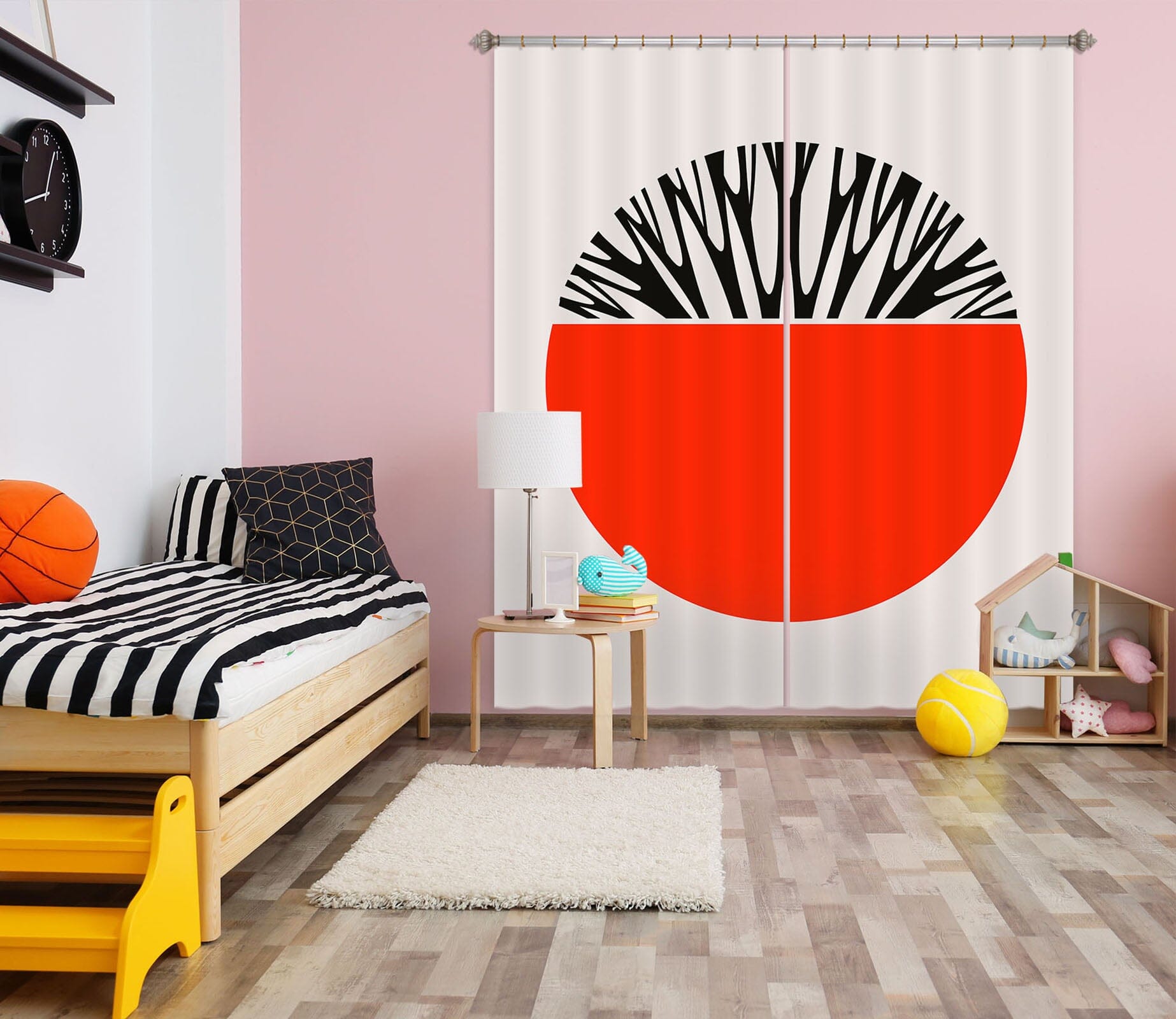 3D Red Semicircle 1008 Boris Draschoff Curtain Curtains Drapes Curtains AJ Creativity Home 