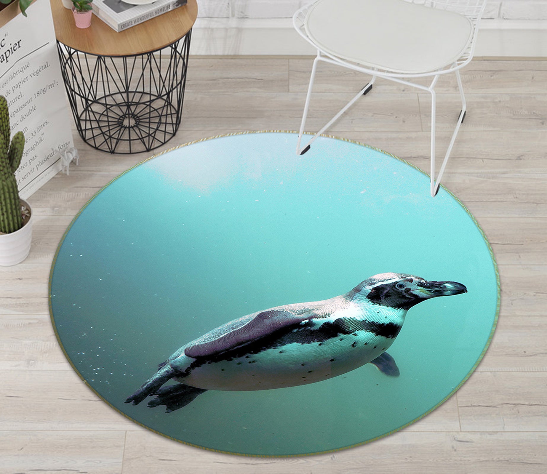 3D Penguin 82261 Animal Round Non Slip Rug Mat