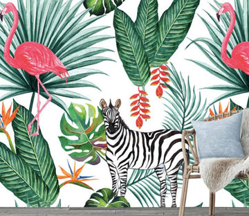 3D Flamingo Zebra WG191 Wall Murals Wallpaper AJ Wallpaper 2 
