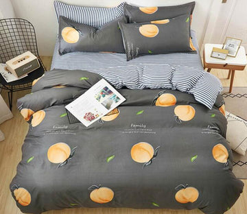3D Brown Background Peaches 5100 Bed Pillowcases Quilt