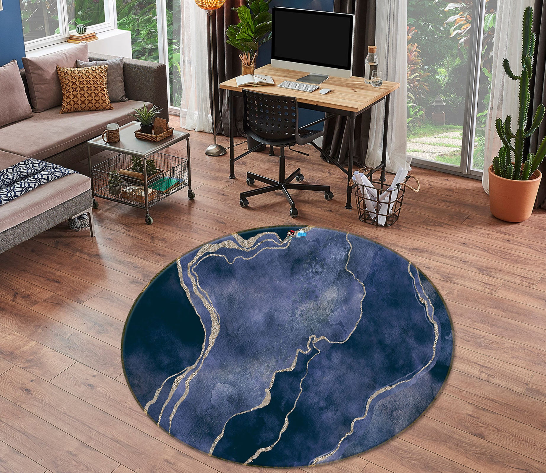 3D Dark Gray Texture 83065 Andrea haase Rug Round Non Slip Rug Mat