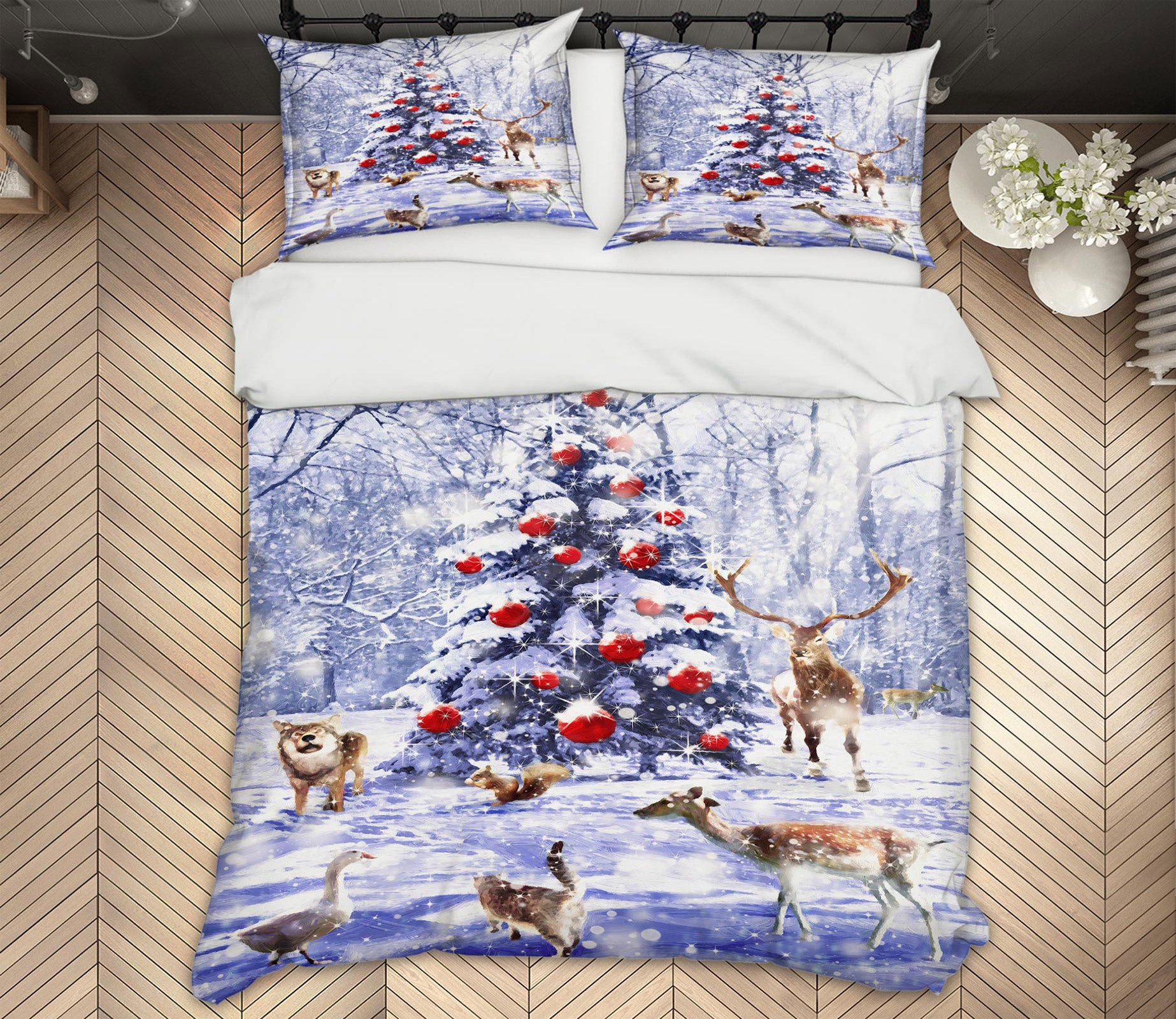 3D Snow Tree Deer 50028 Christmas Quilt Duvet Cover Xmas Bed Pillowcases