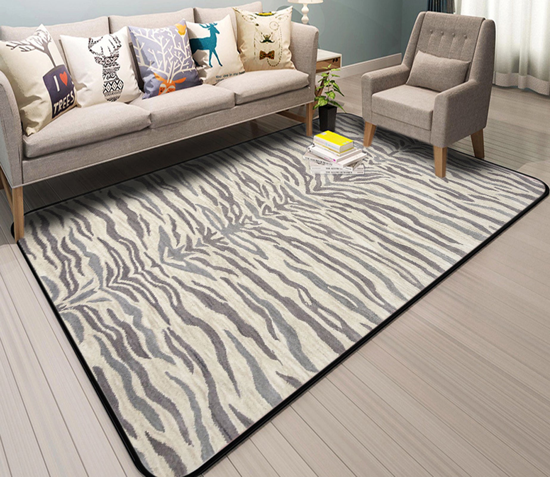 3D Gray Stripe WG013 Non Slip Rug Mat Mat AJ Creativity Home 