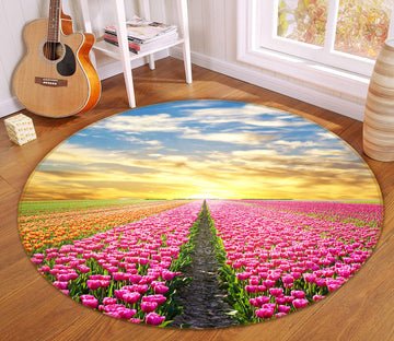 3D Flower Sea 71201 Round Non Slip Rug Mat