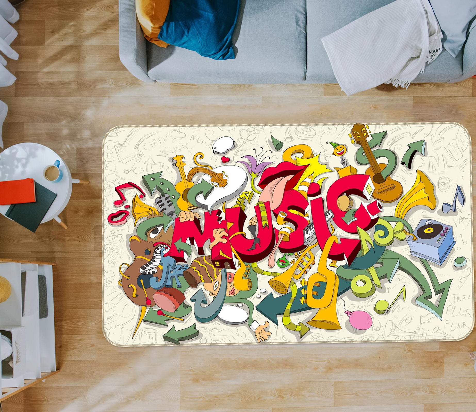 3D Musical Instrument 37067 Non Slip Rug Mat
