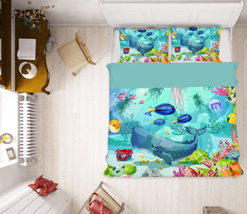 3D Undersea Fish Whale 61093 Bed Pillowcases Quilt
