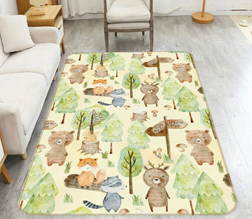 3D Forest Bear 131 Uta Naumann Rug Non Slip Rug Mat