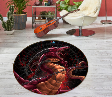 3D Chain Dragon 4192 Tom Wood Rug Round Non Slip Rug Mat