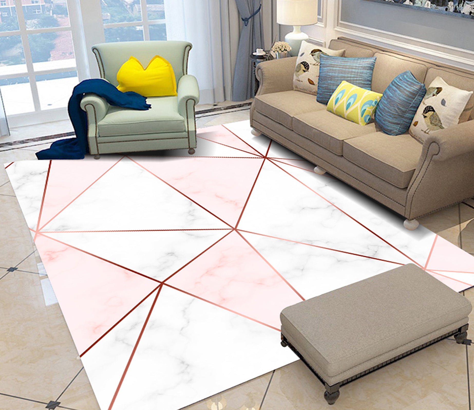 3D Pink Triangle WG093 Non Slip Rug Mat Mat AJ Creativity Home 