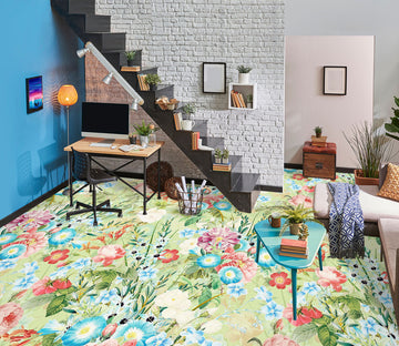 3D Red Blue Flowers 99223 Uta Naumann Floor Mural