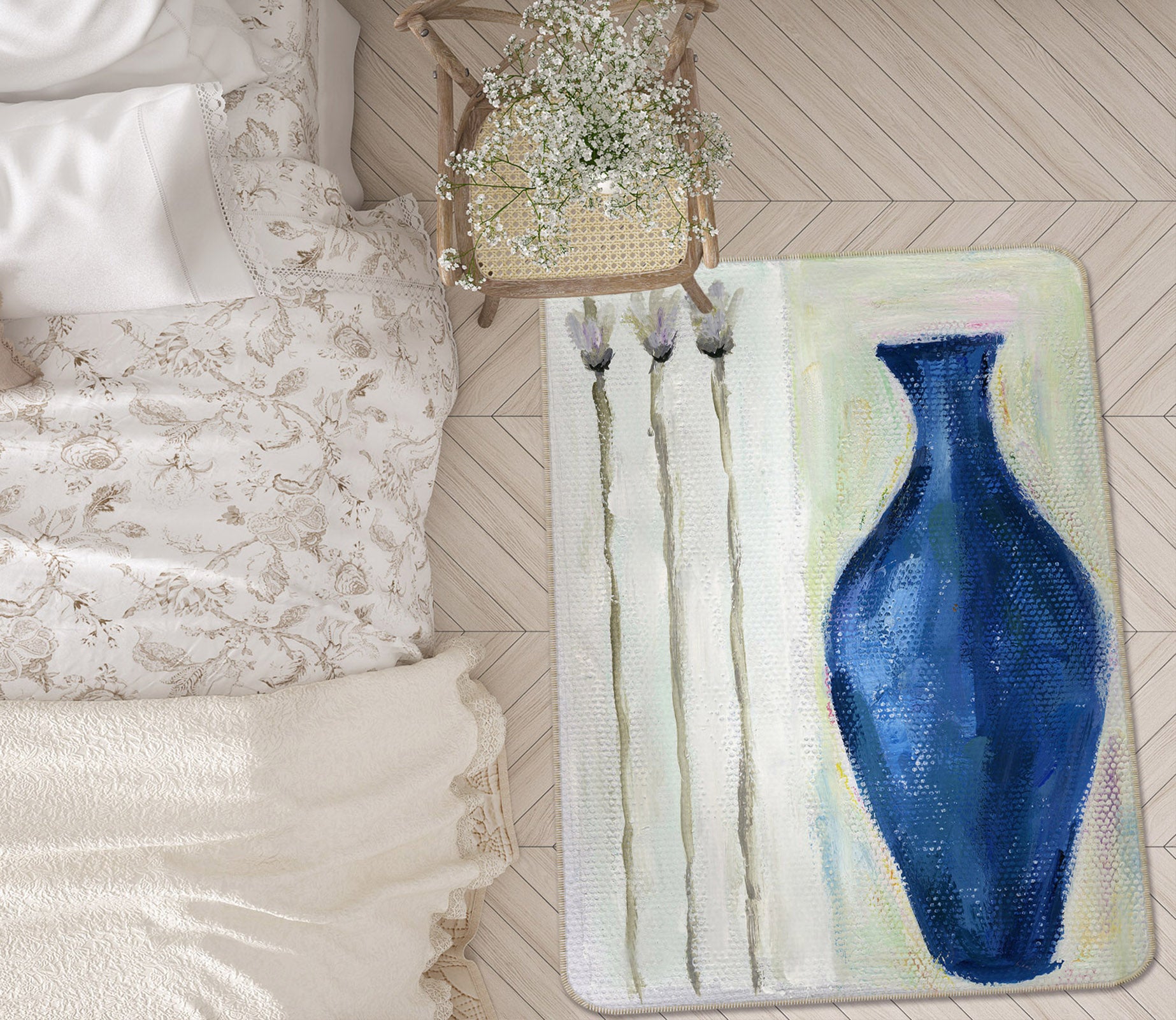 3D Blue Vase 32114 Non Slip Rug Mat