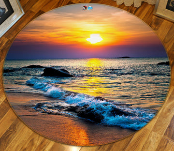 3D Sea Waves 69048 Round Non Slip Rug Mat