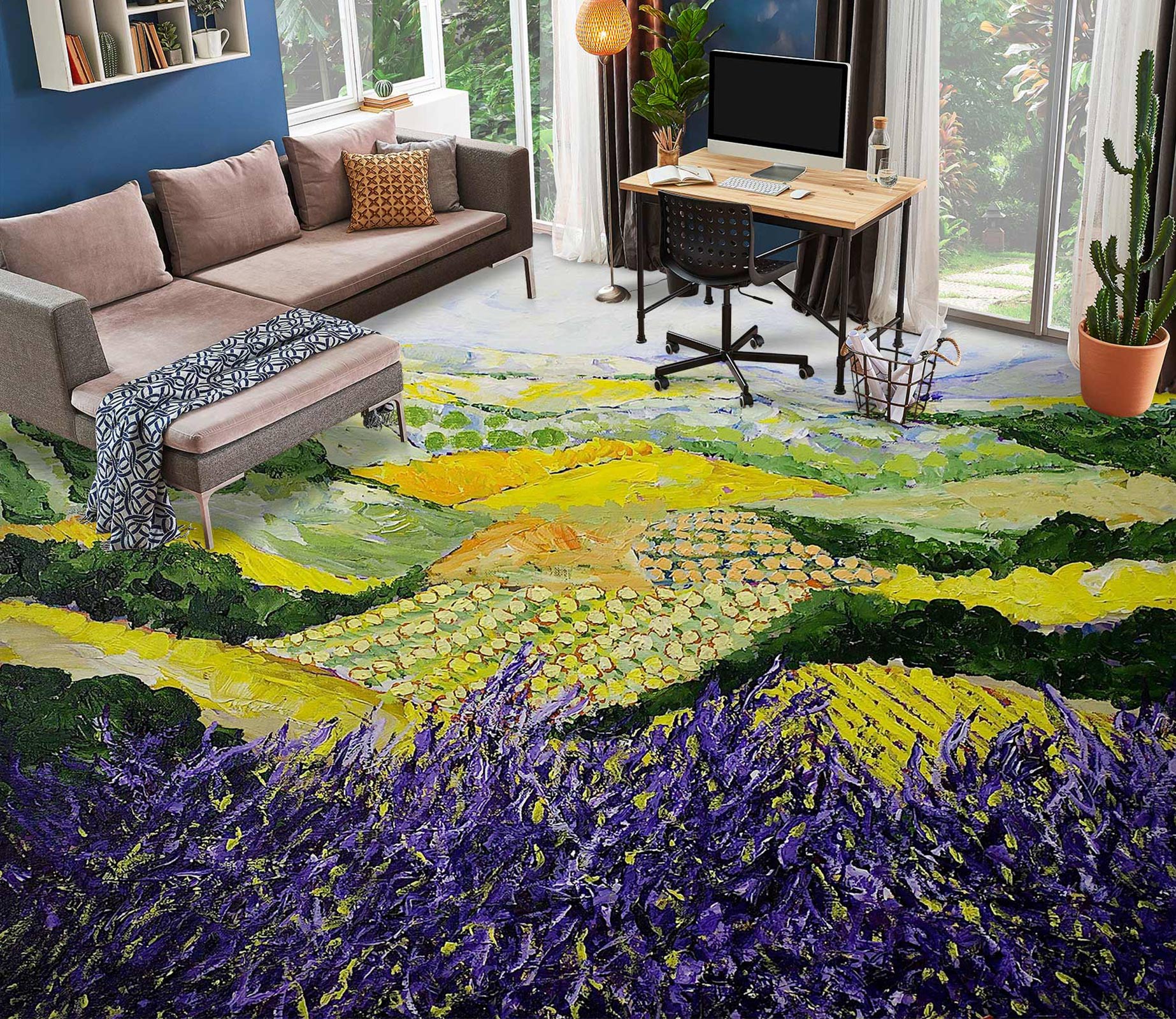 3D Field Purple Flowers 9526 Allan P. Friedlander Floor Mural