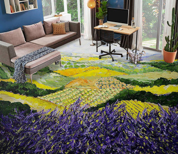 3D Field Purple Flowers 9526 Allan P. Friedlander Floor Mural