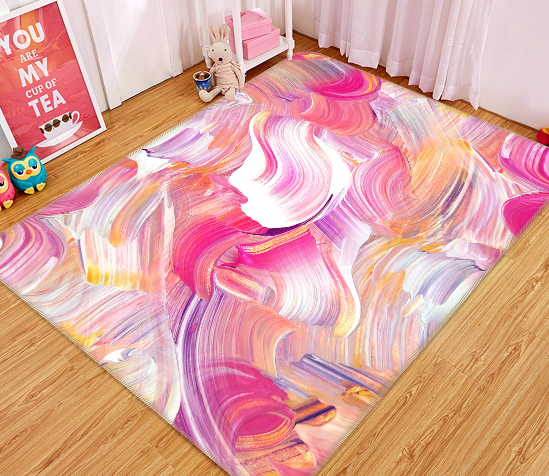 3D Pink Color 30196 Non Slip Rug Mat