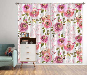 3D Red Flower 223 Uta Naumann Curtain Curtains Drapes