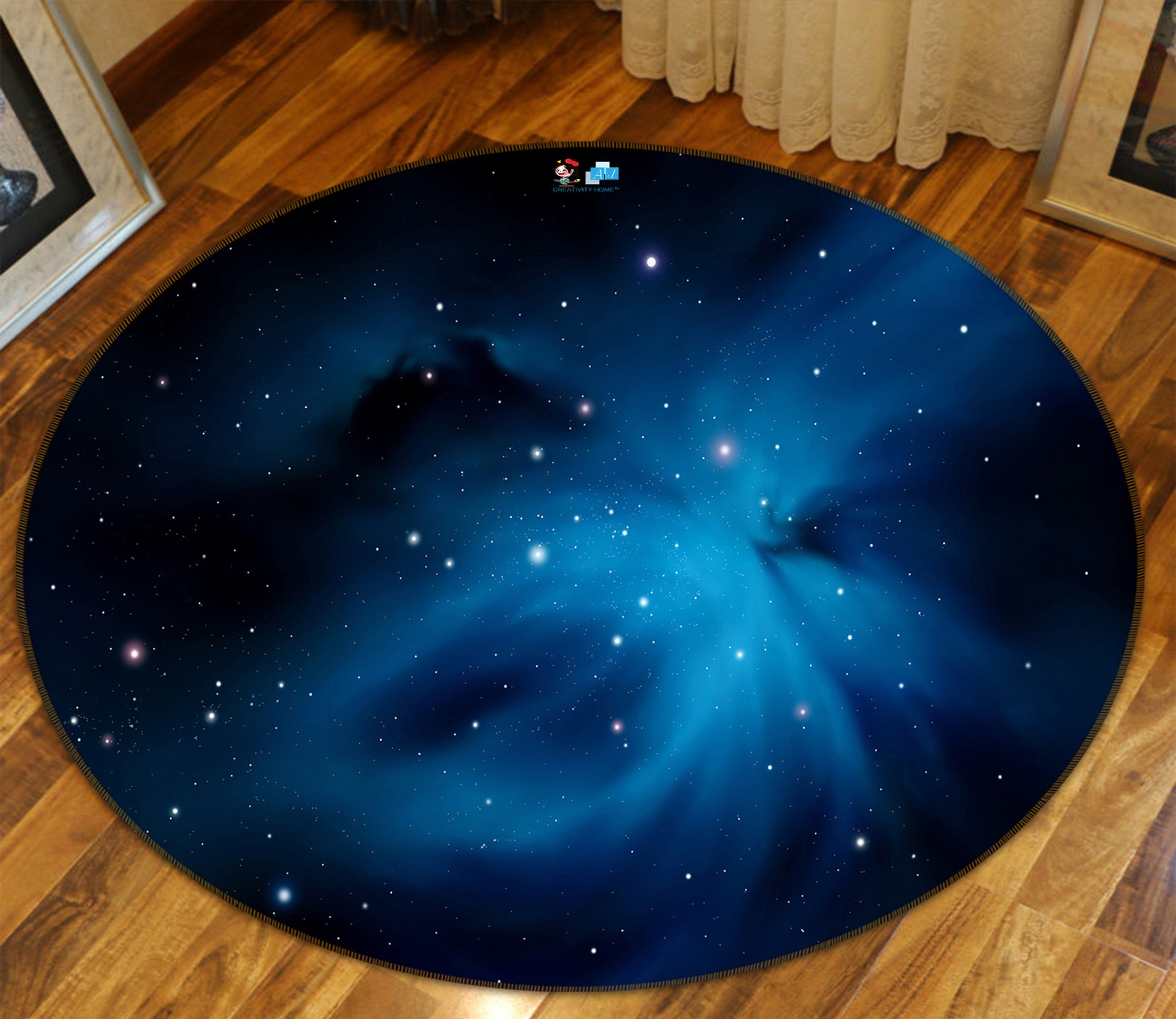 3D Starry Sky 72290 Round Non Slip Rug Mat