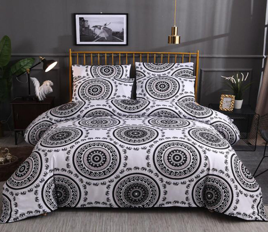 3D Black Circle Pattern 13063 Bed Pillowcases Quilt