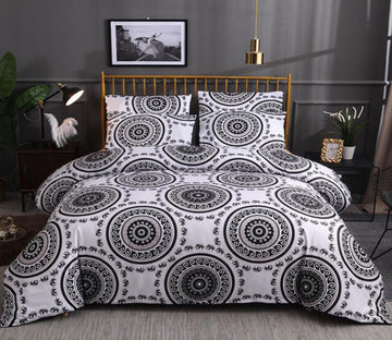 3D Black Circle Pattern 13063 Bed Pillowcases Quilt