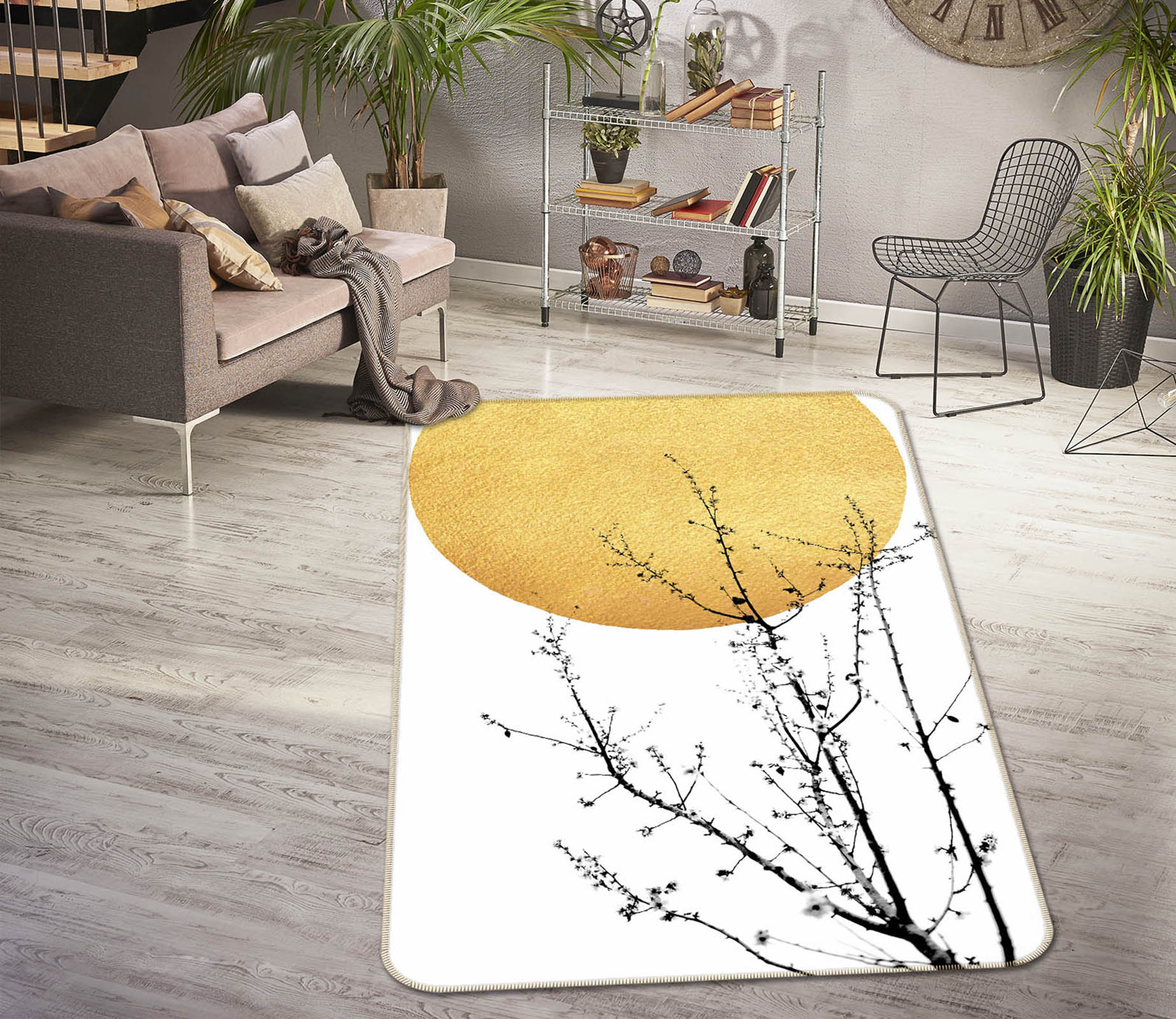 3D Sun Branches 84138 Boris Draschoff Rug Non Slip Rug Mat